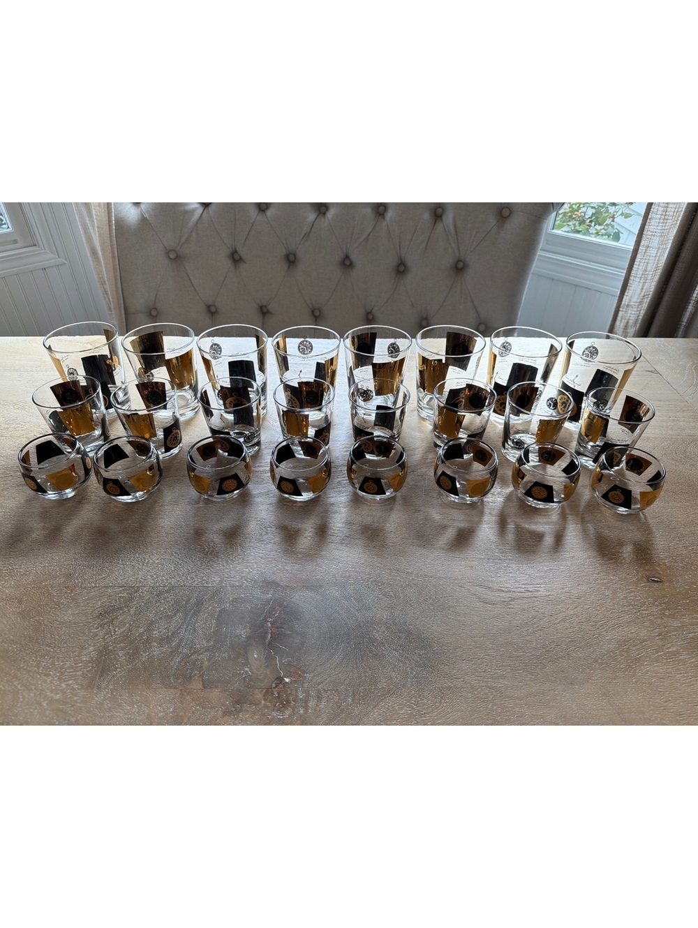 MCM Silver Fade 24Pc Glassware Set Dorothy Thorpe Style Barware Service for 8